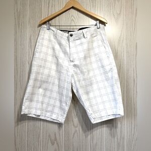 Volcom Frickin Plaid Chino Skate Shorts White Plaid Men's Size 34 EUC